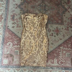 NWT Champagne Gold Sequin Dress